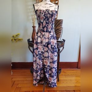 VENUS SMOCKED FLORAL HIGH-LOW TOP SIZE 1X